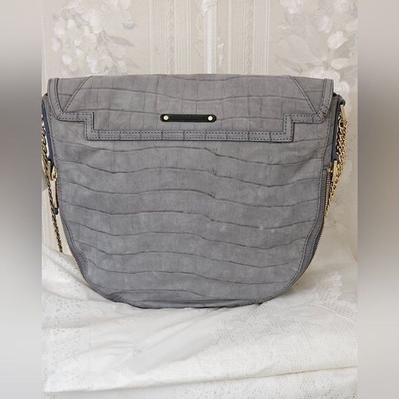 Rebecca Minkoff Collection Crocodile Embossed Suede Hobo Bag EUC - Picture 4 of 11